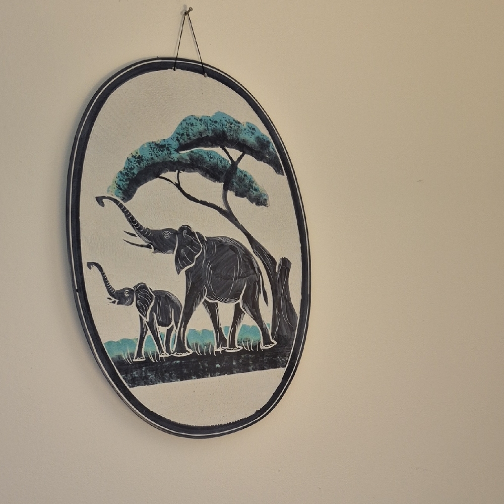 Elephant Wall Art Decor - Black and Green